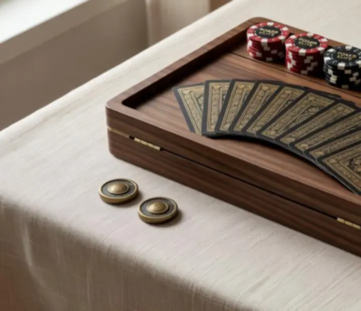 Mobilny zestaw pokerowy DASTONER BT z kartami, żetonami i stołem eventowym