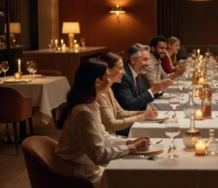Mobilne stoły rozrywkowe ustawione w restauracji z nastrojowym oświetleniem